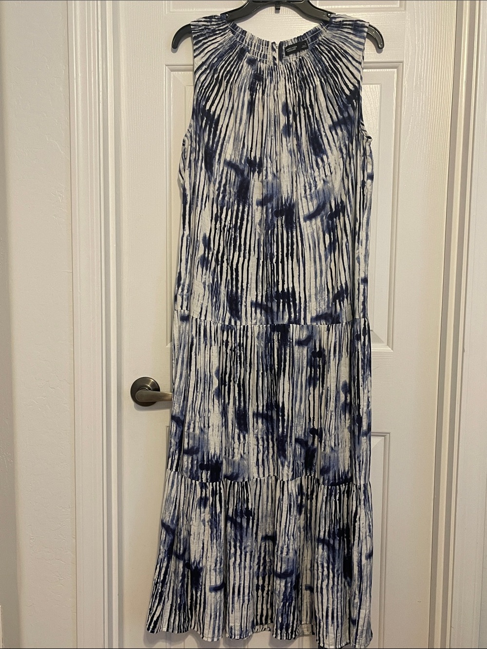 Simply Vera Vera Wang Navy and White Tie-Dye Maxi Skirt